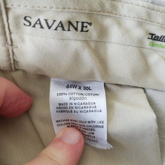 Savane Tailored Comfort Mens Chinos Expandable Waist - Size 42x30 - Picture 6 of 7